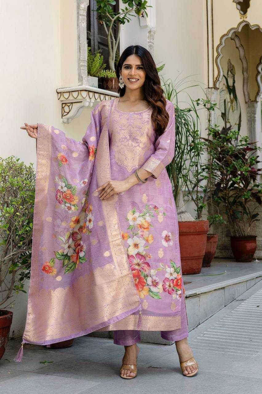 Tissue Silk Party Wear Printed Kurtis Kurti Bottom With Dupatta - MYLUXURY LANE ENTERPRISE